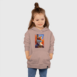 Толстовка детская хлопковая Fox fashionista - ai art fantasy, цвет: пыльно-розовый — фото 2