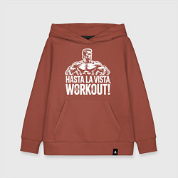 Толстовка детская хлопковая Arnold - hasta la vista workout, цвет: кирпичный