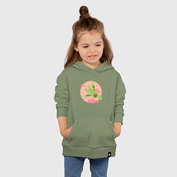Толстовка детская хлопковая Жирафик и розовые облака, цвет: авокадо — фото 2