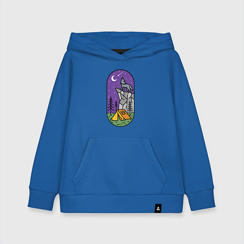 Детская толстовка-худи Волк и турист / Синий – фото 1