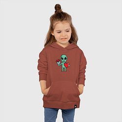 Толстовка детская хлопковая Влюблённый инопланетянин, цвет: кирпичный — фото 2