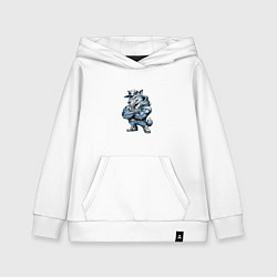 Толстовка детская хлопковая Мультяшный хищник, цвет: белый