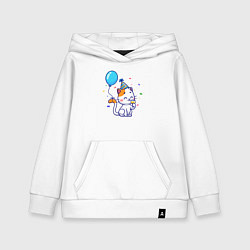 Толстовка детская хлопковая Праздничный котик, цвет: белый