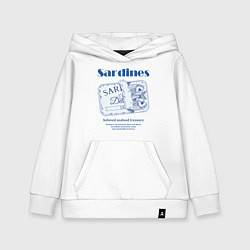 Толстовка детская хлопковая Sardines seafood, цвет: белый
