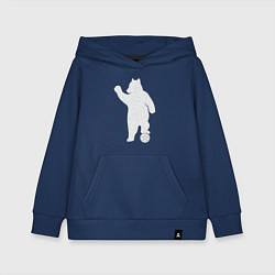 Толстовка детская хлопковая Футбольный мишка, цвет: тёмно-синий