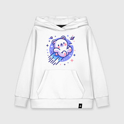 Толстовка детская хлопковая Кавайный мишка-комета, цвет: белый