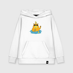 Толстовка детская хлопковая Капибара с уточками на море, цвет: белый
