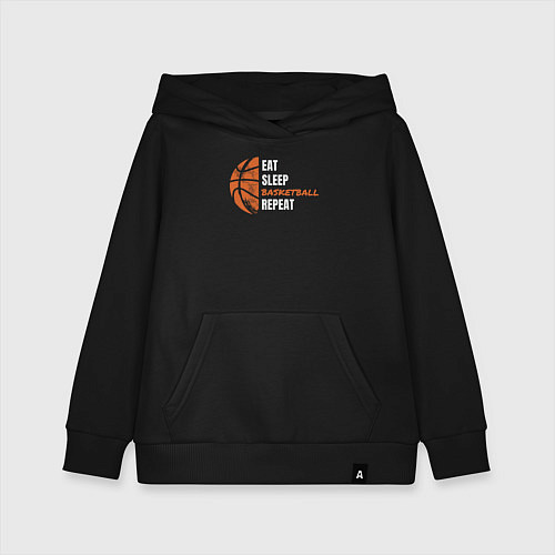 Детская толстовка-худи Eat sleep basketball / Черный – фото 1