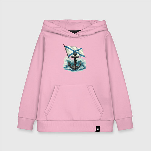 Детская толстовка-худи ВМФ якорь и волны / Светло-розовый – фото 1