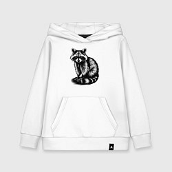 Толстовка детская хлопковая Детализированный енот, цвет: белый