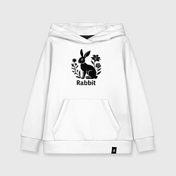 Толстовка детская хлопковая Кролик среди цветов, цвет: белый