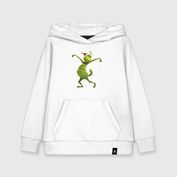 Толстовка детская хлопковая Гринч в предвкушении нового года, цвет: белый