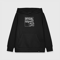 Толстовка детская хлопковая Официальный фотограф, цвет: черный