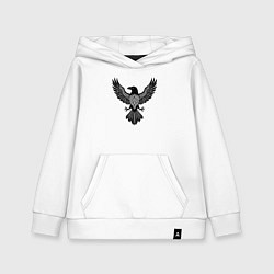 Толстовка детская хлопковая Ворон символ - оберег в кельтском стиле, цвет: белый