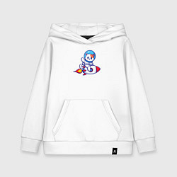 Толстовка детская хлопковая Котик на ракете, цвет: белый