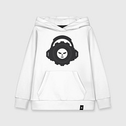 Толстовка детская хлопковая Логотип c лицом и шестернёй в наушниках, цвет: белый