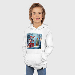 Толстовка детская хлопковая Дед Морозио и Принцесса Снегурочка: вперёд за пода, цвет: белый — фото 2