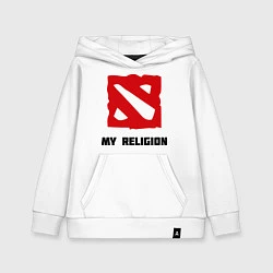 Толстовка детская хлопковая Dota 2: My Religion, цвет: белый