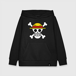 Толстовка детская хлопковая Флаг Луффи, цвет: черный