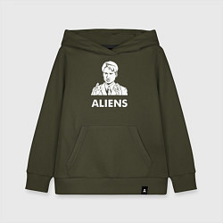 Толстовка детская хлопковая Mulder Aliens, цвет: хаки