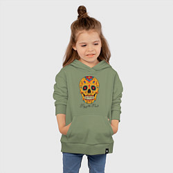 Толстовка детская хлопковая Мексиканский череп, цвет: авокадо — фото 2