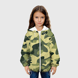 Куртка с капюшоном детская Камуфляж: зеленый/хаки, цвет: 3D-белый — фото 2
