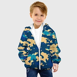 Куртка с капюшоном детская Камуфляж: голубой/желтый, цвет: 3D-белый — фото 2