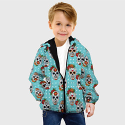 Куртка с капюшоном детская Узор Черепа Чикано, цвет: 3D-черный — фото 2