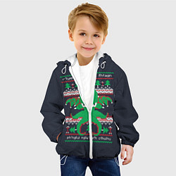 Куртка с капюшоном детская Новогодний свитер Ктулху, цвет: 3D-белый — фото 2