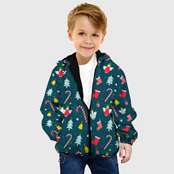 Куртка с капюшоном детская Новогодний узор, цвет: 3D-черный — фото 2