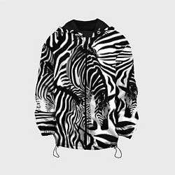 Куртка с капюшоном детская Полосатая зебра, цвет: 3D-черный