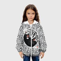 Куртка с капюшоном детская Yin Yang Tigers, цвет: 3D-белый — фото 2