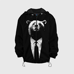 Куртка с капюшоном детская Медведь бизнесмен, цвет: 3D-черный