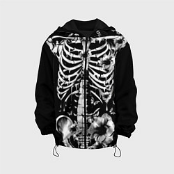 Куртка с капюшоном детская Floral Skeleton, цвет: 3D-черный