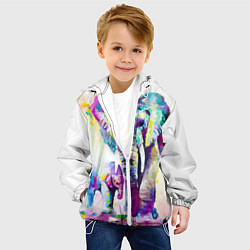 Куртка с капюшоном детская Акварельные слоны, цвет: 3D-белый — фото 2