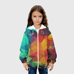 Куртка с капюшоном детская Цветные полигоны, цвет: 3D-белый — фото 2