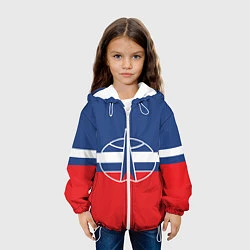 Куртка с капюшоном детская Флаг космический войск РФ, цвет: 3D-белый — фото 2