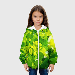 Куртка с капюшоном детская Зелёные листья, цвет: 3D-белый — фото 2
