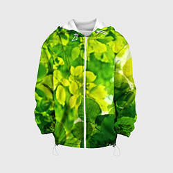 Куртка с капюшоном детская Зелёные листья, цвет: 3D-белый