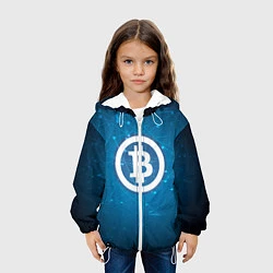 Куртка с капюшоном детская Bitcoin Blue, цвет: 3D-белый — фото 2
