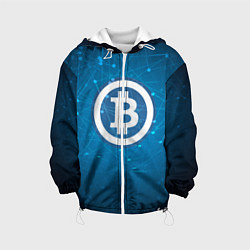 Куртка с капюшоном детская Bitcoin Blue, цвет: 3D-белый