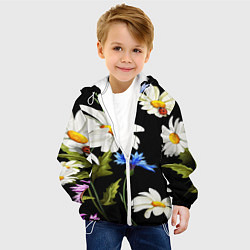Куртка с капюшоном детская Ромашки, цвет: 3D-белый — фото 2