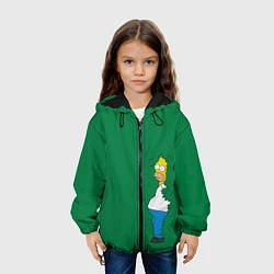Куртка с капюшоном детская Гомер в кустах, цвет: 3D-черный — фото 2