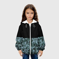 Куртка с капюшоном детская Камуфляж: черный/синий, цвет: 3D-белый — фото 2