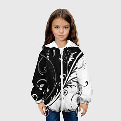 Куртка с капюшоном детская Цветочный узор, цвет: 3D-белый — фото 2