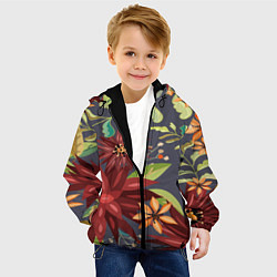 Куртка с капюшоном детская Цветочки, цвет: 3D-черный — фото 2