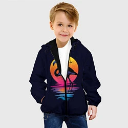 Куртка с капюшоном детская Фламинго – дитя заката, цвет: 3D-черный — фото 2