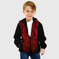 Куртка с капюшоном детская Унисекс / Красные розы, цвет: 3D-черный — фото 2