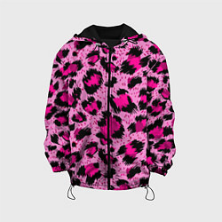 Куртка с капюшоном детская Розовый леопард, цвет: 3D-черный