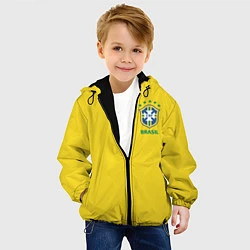Куртка с капюшоном детская Сборная Бразилии, цвет: 3D-черный — фото 2
